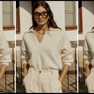 Banana Republic Cream Polo Collared
Knit Sweater in S